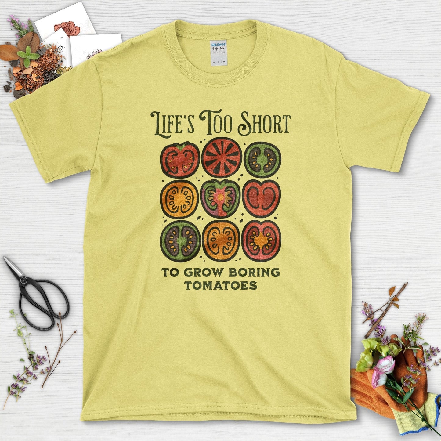 Life's Too Short Tomatoes T-Shirt Cornsilk / S Physical Item