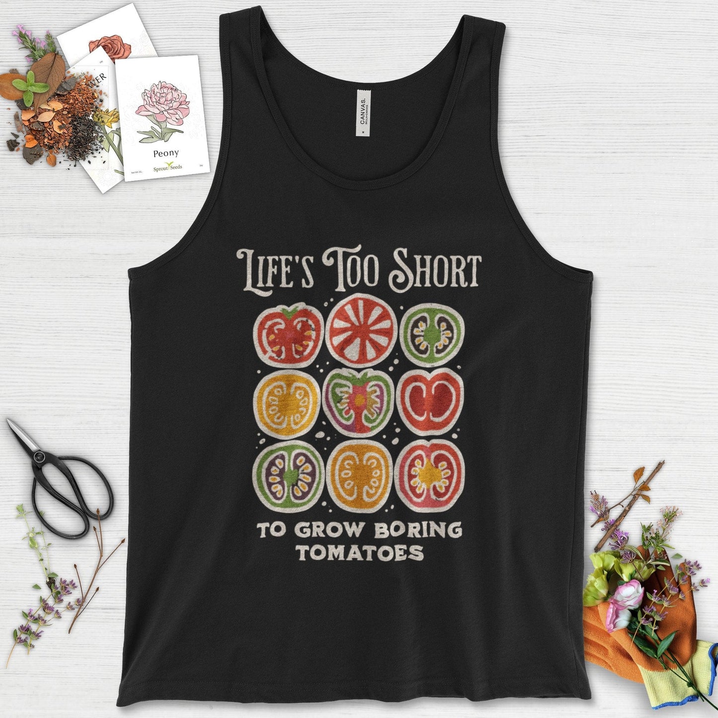 Life's Too Short Tomatoes Tank Top Black / XS Physical Item