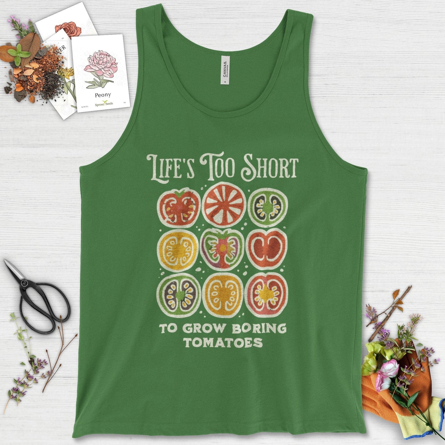 Life's Too Short Tomatoes Tank Top Leaf / XS Physical Item