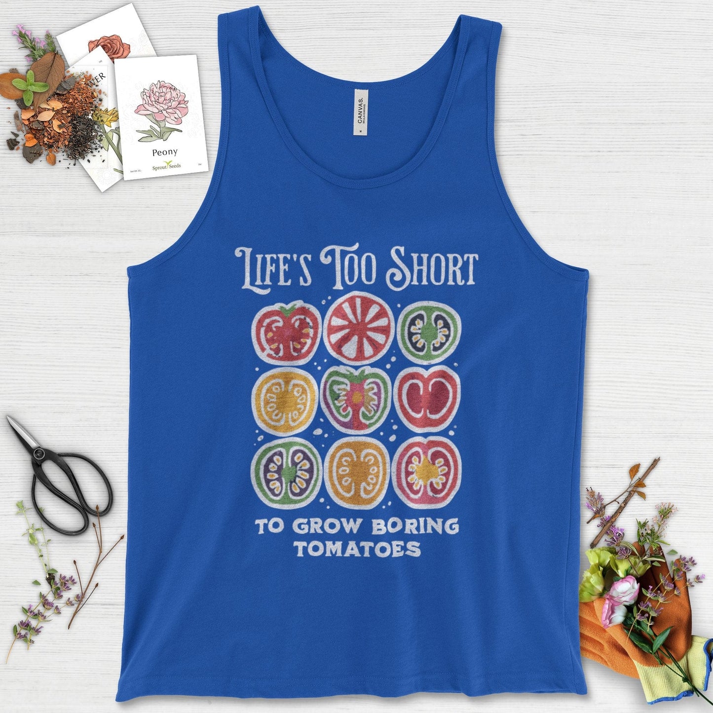 Life's Too Short Tomatoes Tank Top True Royal / XS Physical Item