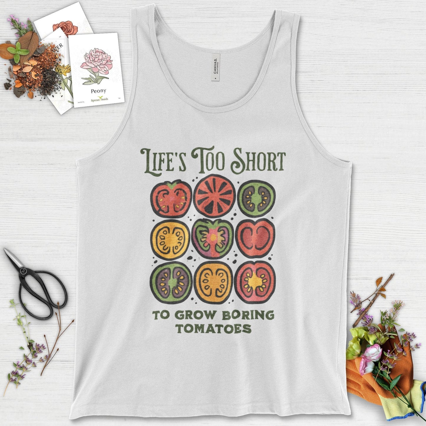 Life's Too Short Tomatoes Tank Top White / XS Physical Item
