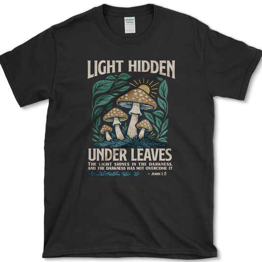 Light Hidden Under Leaves T-Shirt Essential Tees / S / Black Physical Item