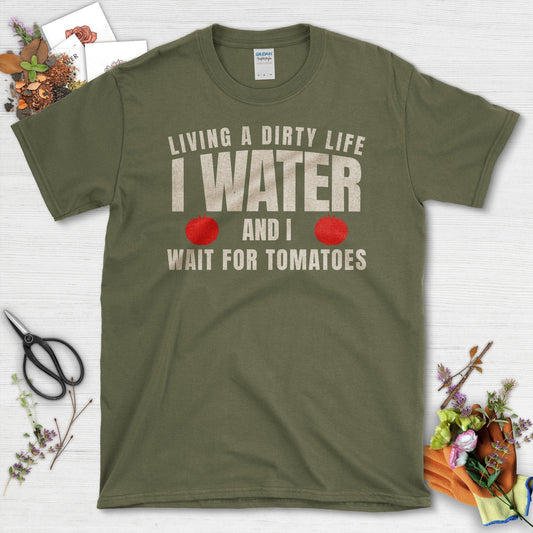 Living A Dirty Life Water Wait For Tomatoes T-Shirt Cornsilk / S T-Shirt