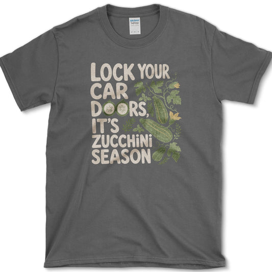 Lock Your Car Doors Zucchini T-Shirt S / Dark Heather Essential Tees