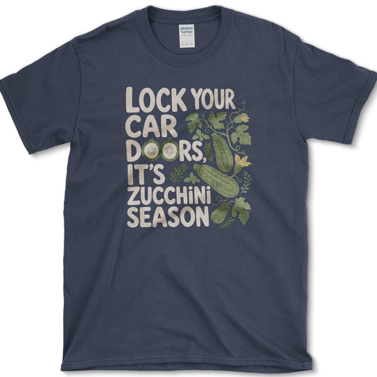Lock Your Car Doors Zucchini T-Shirt S / Navy Essential Tees