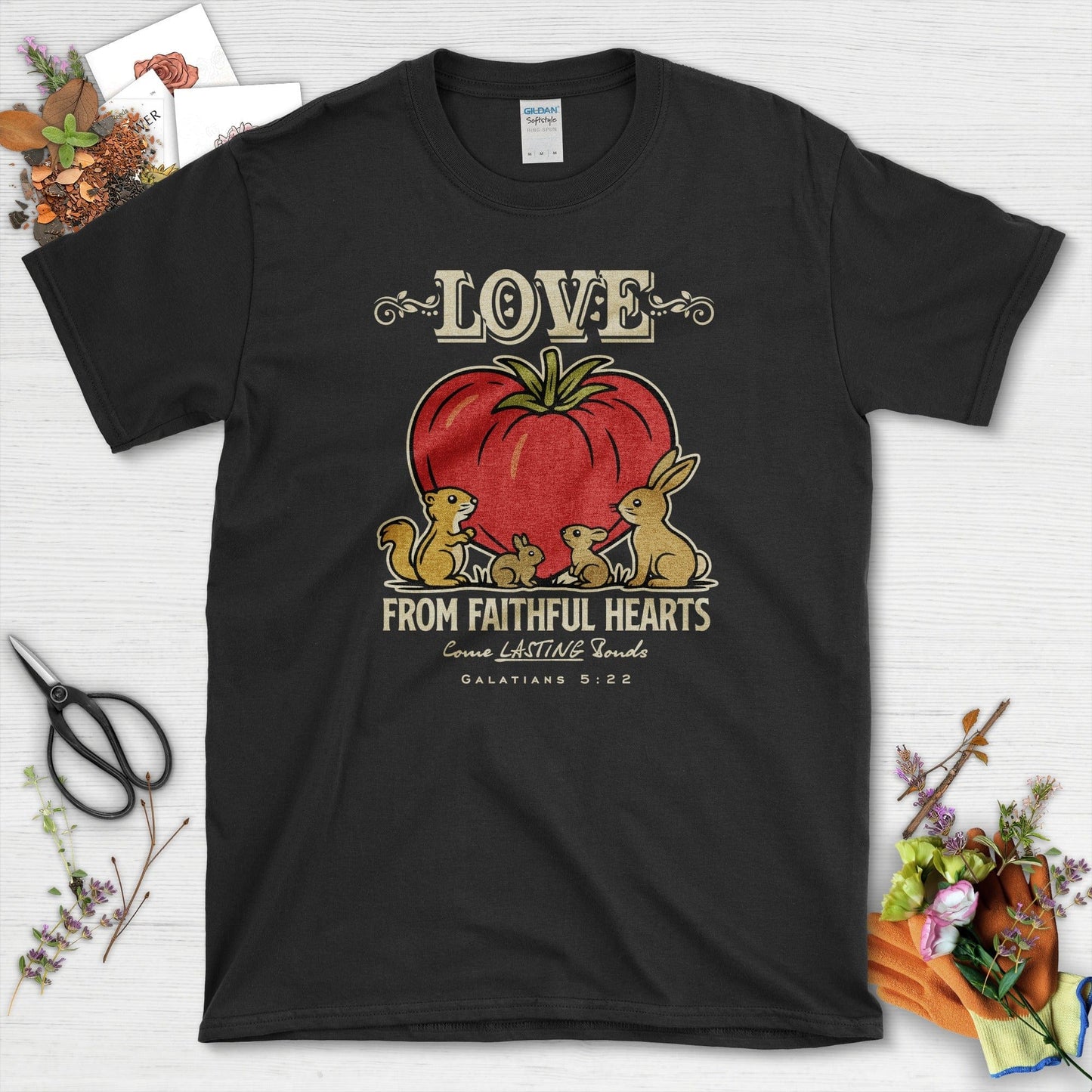 Love From Faithful Hearts T-Shirt Essential Tees / S / Black Physical Item