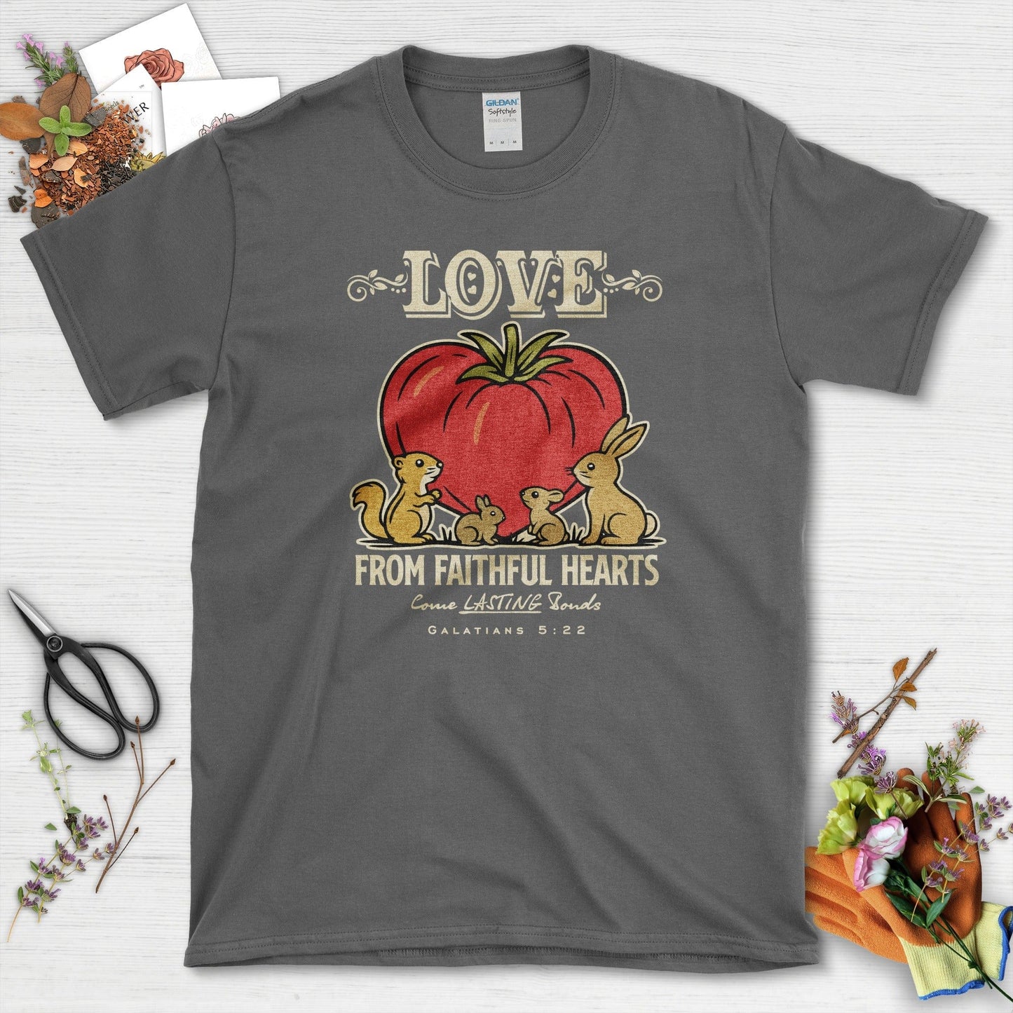 Love From Faithful Hearts T-Shirt Essential Tees / S / Dark Heather Physical Item