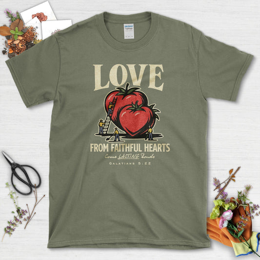Love from Faithful Hearts T-Shirt Essential Tees / S / Military Green Physical Item