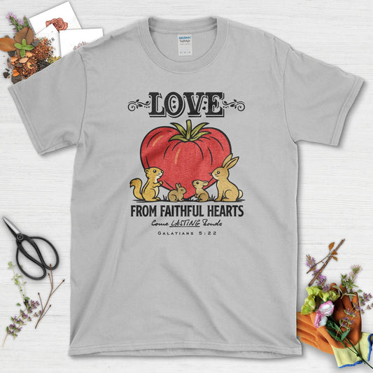 Love From Faithful Hearts T-Shirt Essential Tees / S / Sport Grey Physical Item