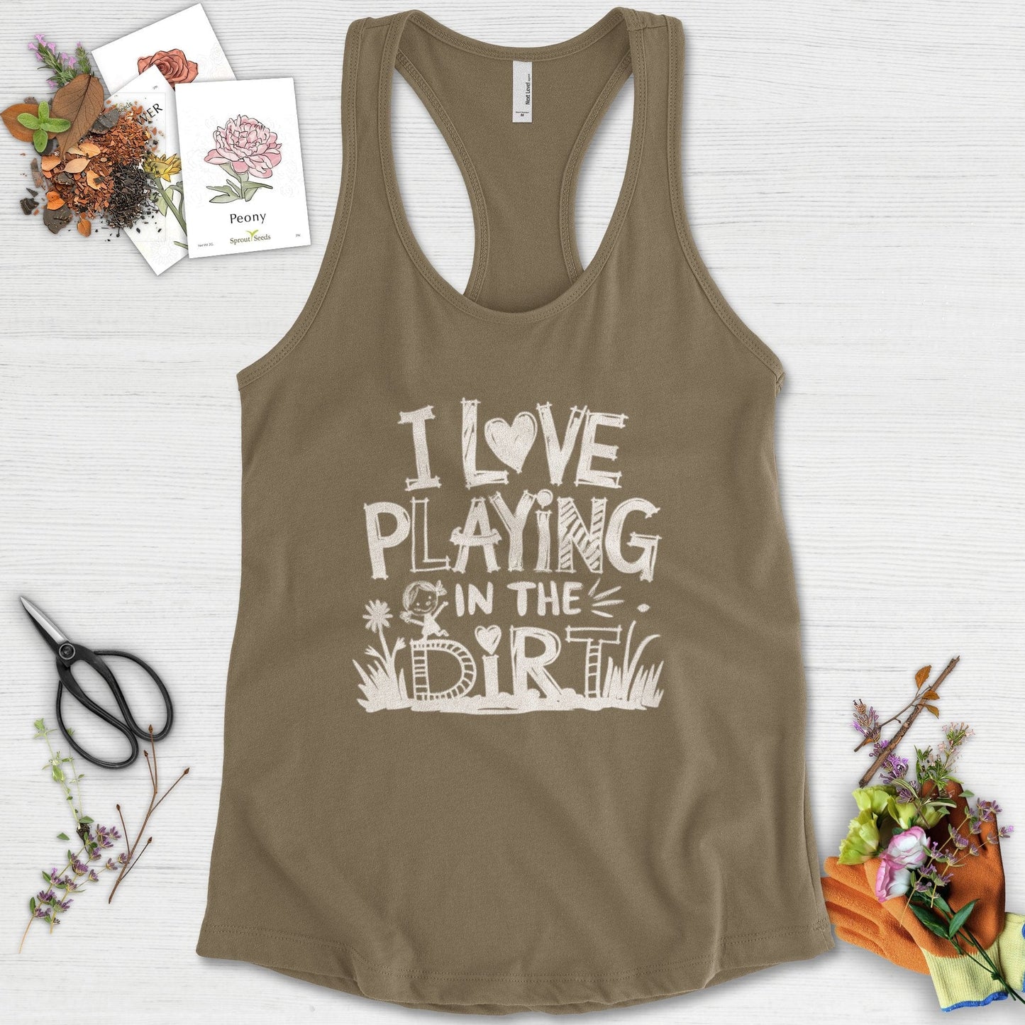 Loves to Play in Dirt Racerback Racerback / XS / Military Green Physical Item