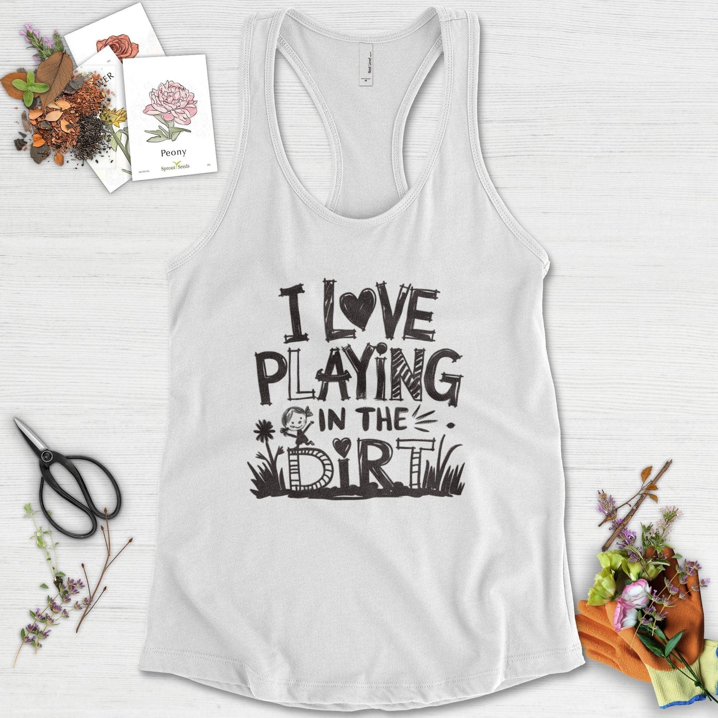 Loves to Play in Dirt Racerback Racerback / XS / White Physical Item