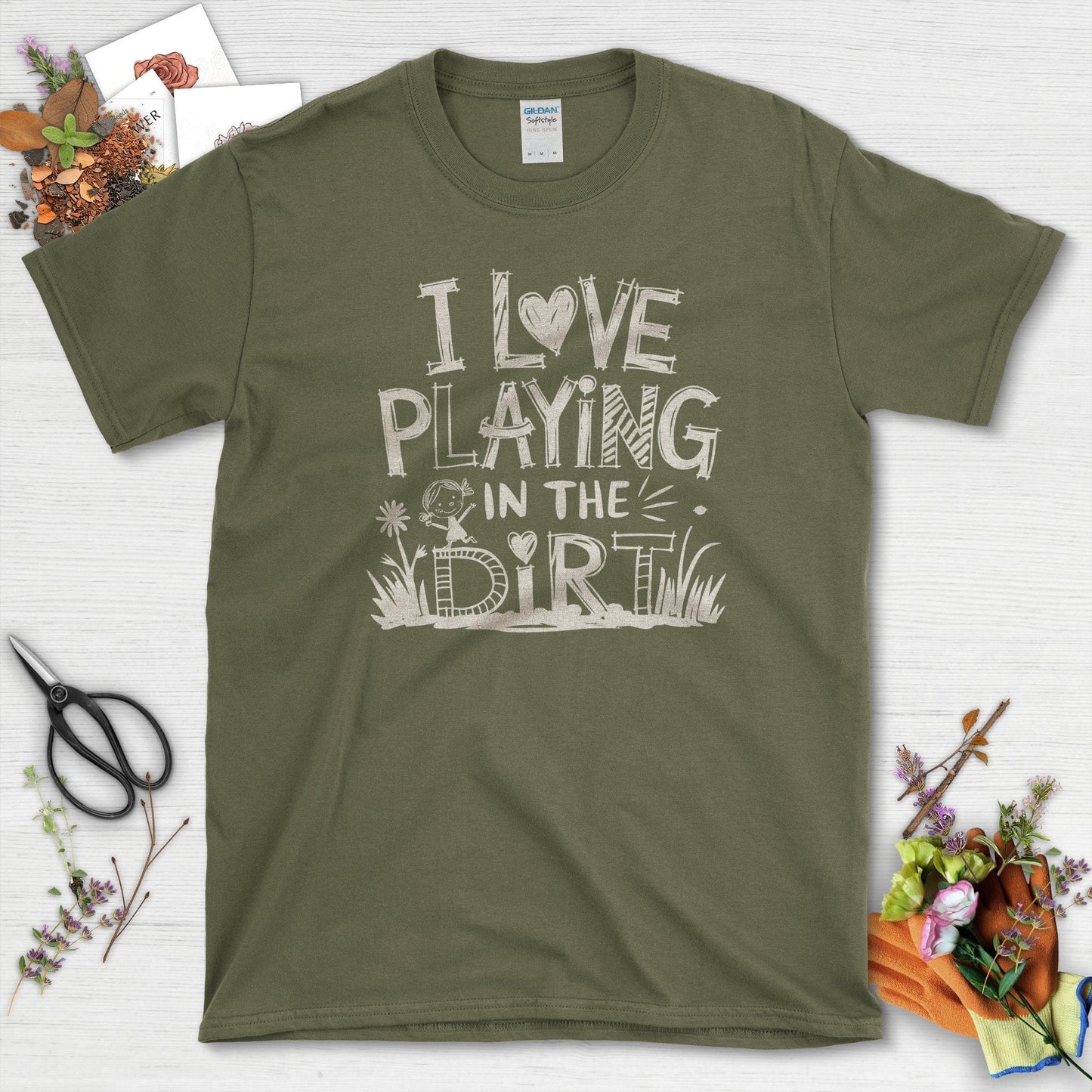 Loves to Play in Dirt T-Shirt Military Green / S T-Shirt