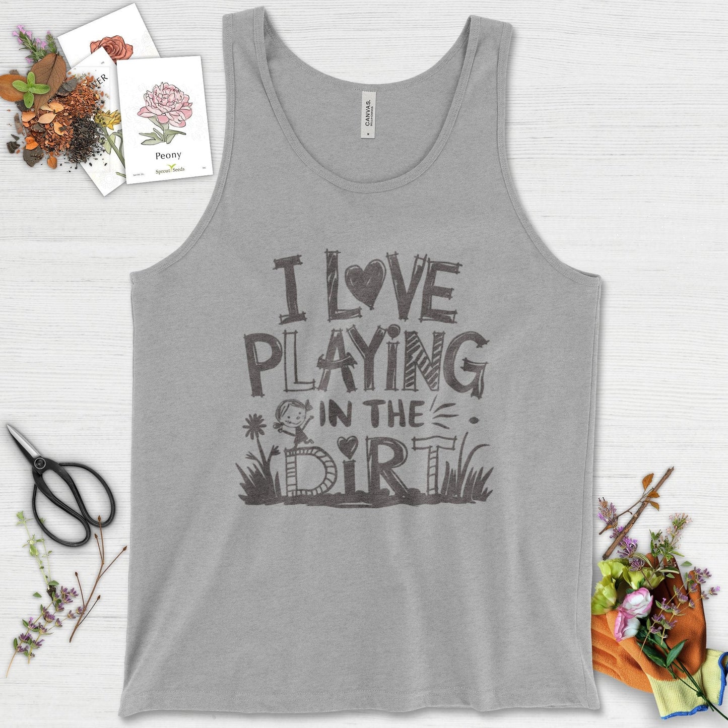 Loves to Play in Dirt Tank Top Athletic Heather / XS Physical Item