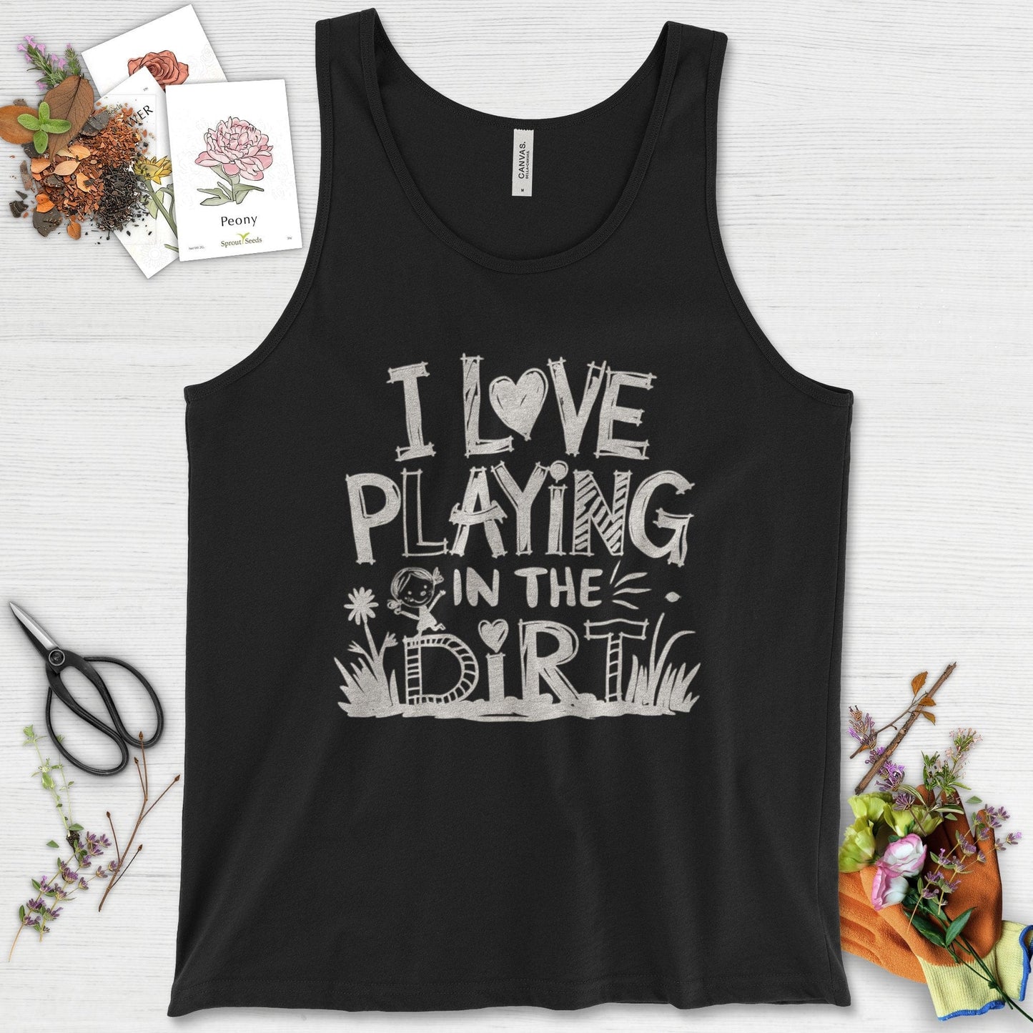 Loves to Play in Dirt Tank Top Black / XS Physical Item