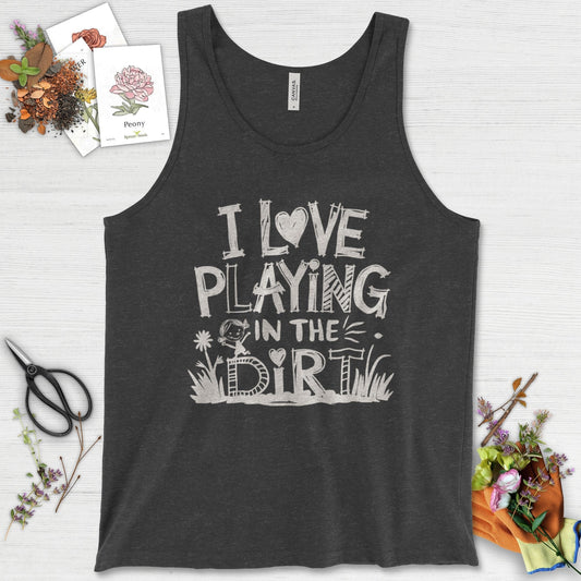 Loves to Play in Dirt Tank Top Dark Gray Heather / XS Physical Item