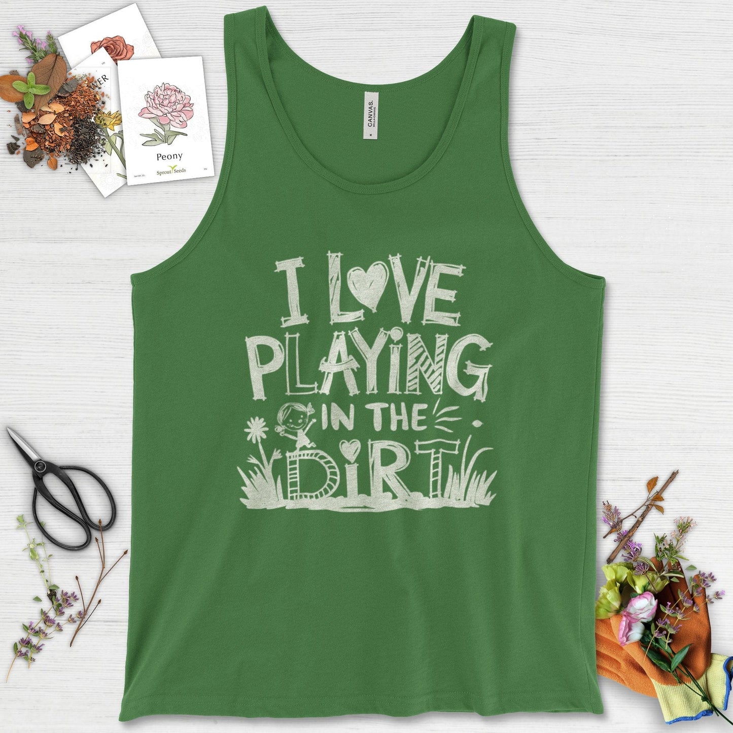 Loves to Play in Dirt Tank Top Leaf / XS Physical Item