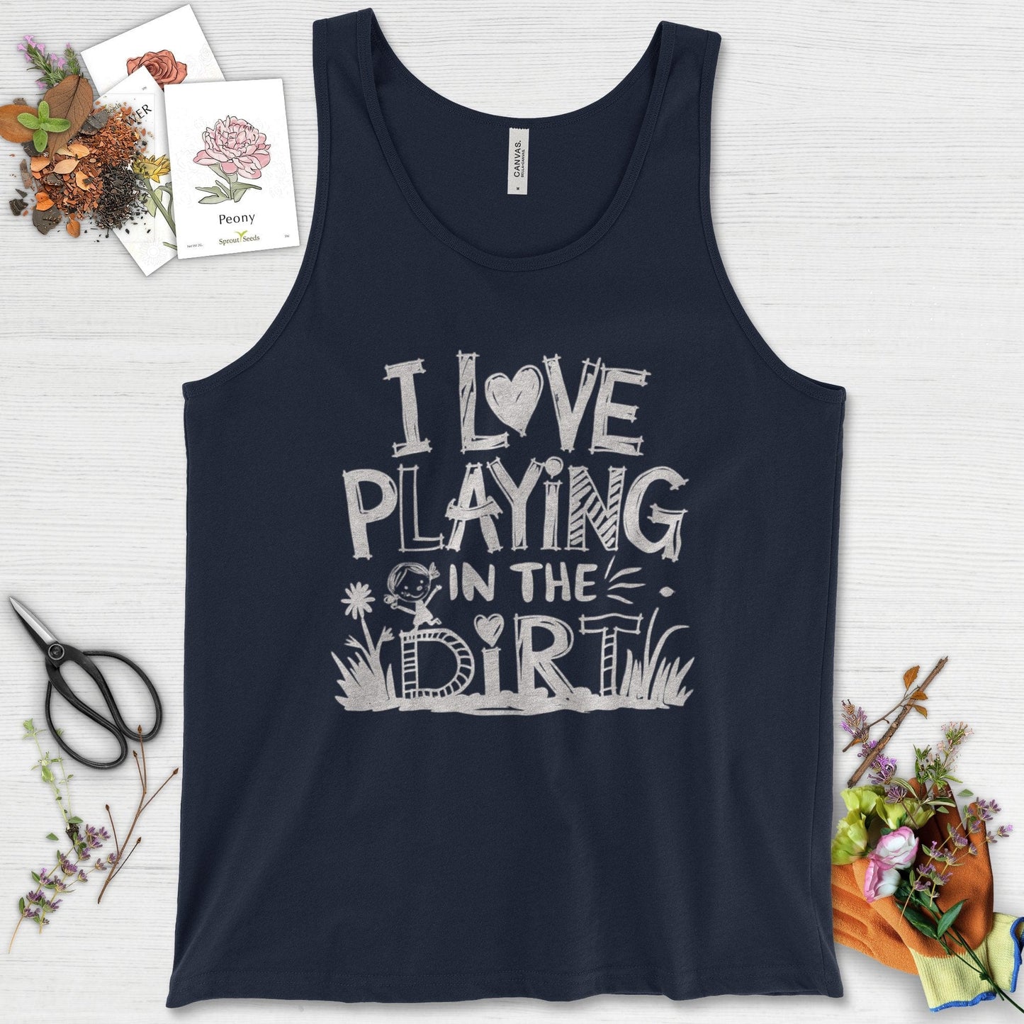 Loves to Play in Dirt Tank Top Navy / XS Physical Item