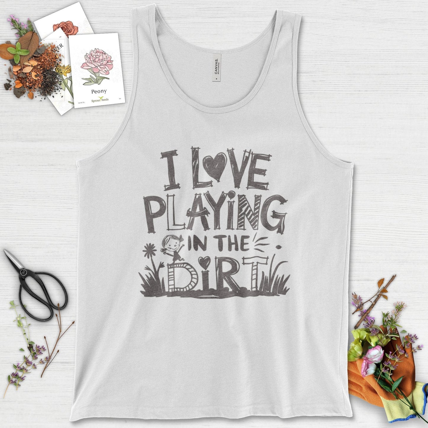 Loves to Play in Dirt Tank Top White / XS Physical Item