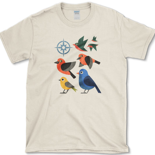 Migration Station Geometric Birds T-Shirt Natural / S Essential Tees