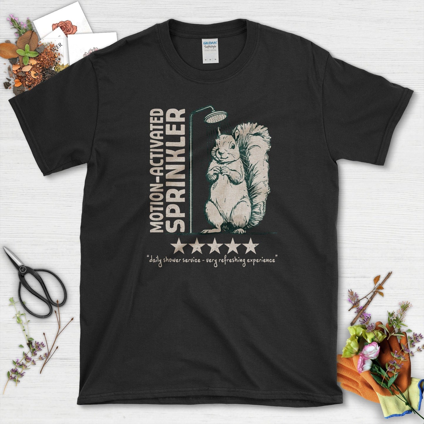 Motion Activated Sprinkler Squirrel T-Shirt Black / S T-Shirt