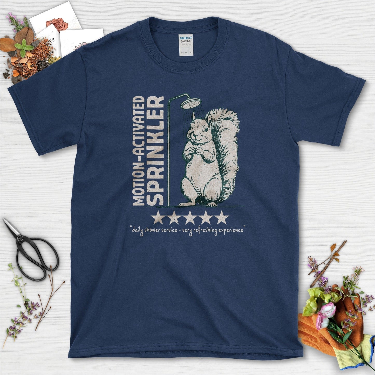 Motion Activated Sprinkler Squirrel T-Shirt Navy / S T-Shirt