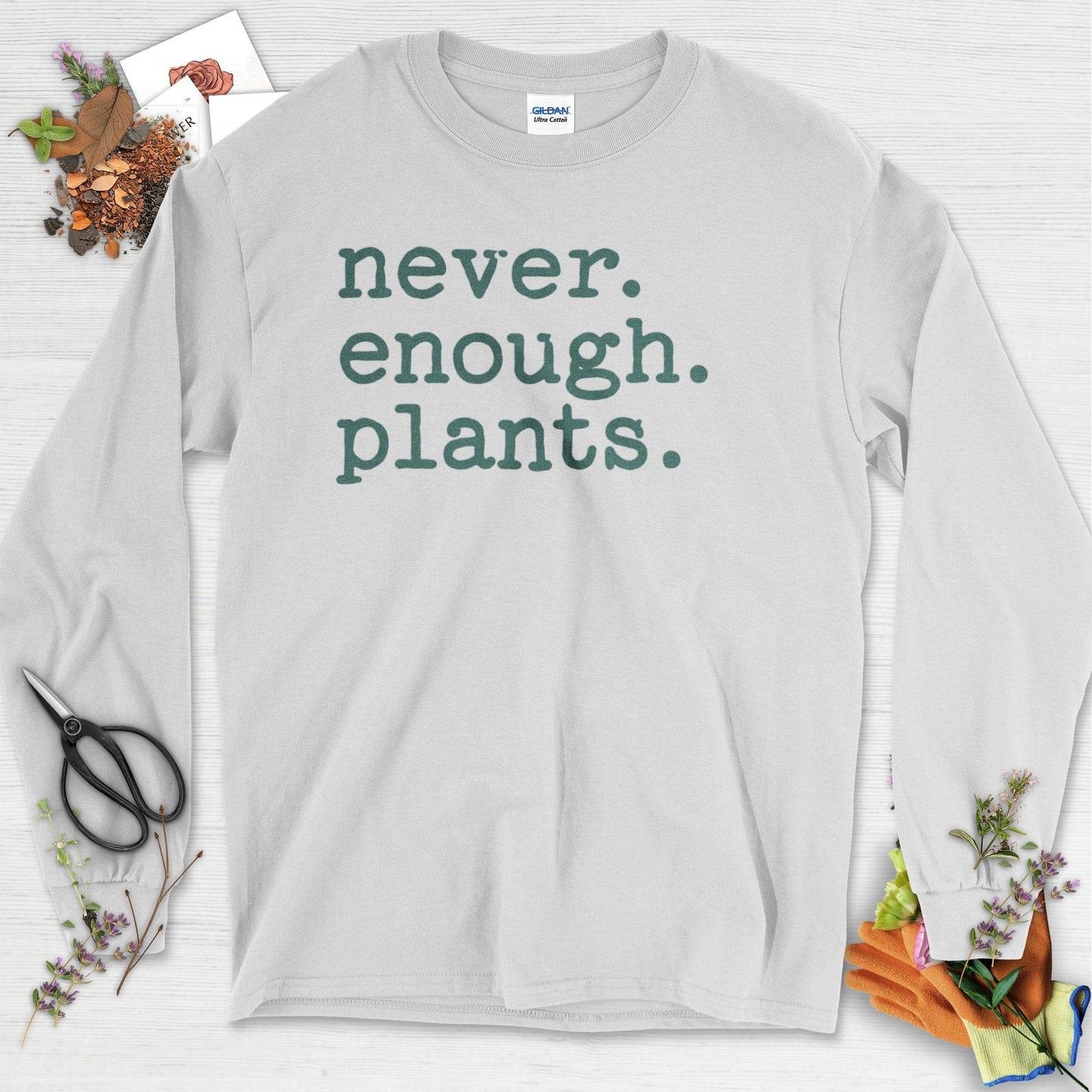Never Enough Plants Long Sleeve Ash / S T-Shirt