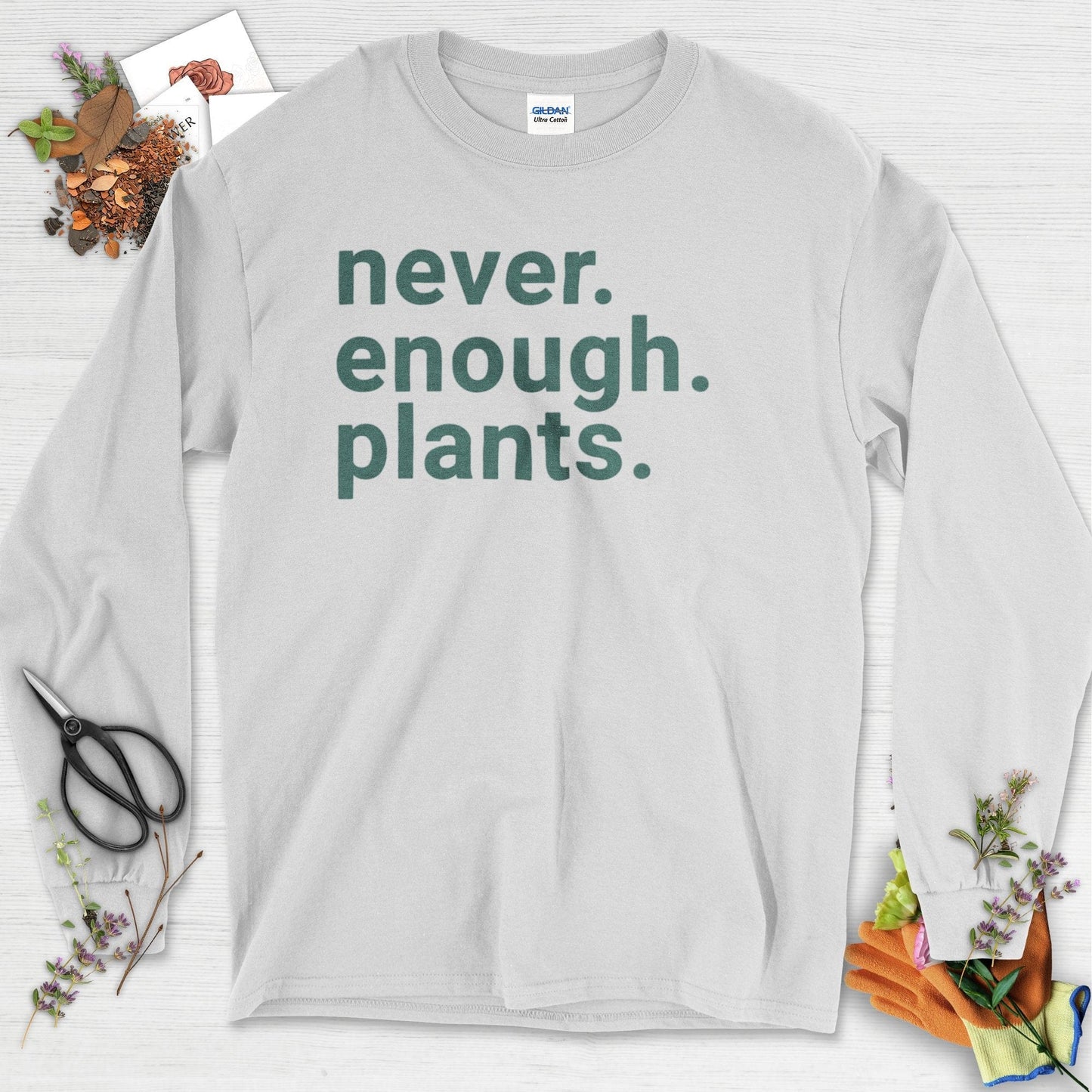 Never Enough Plants Long Sleeve Ash / S T-Shirt