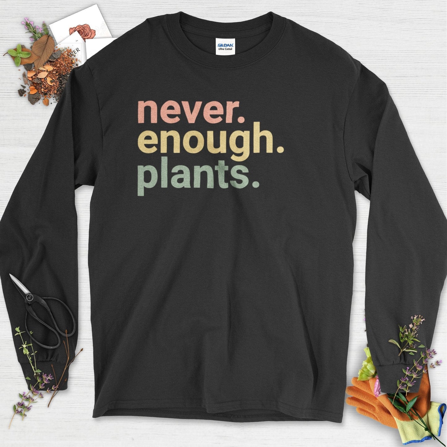 Never Enough Plants Long Sleeve Black / S T-Shirt
