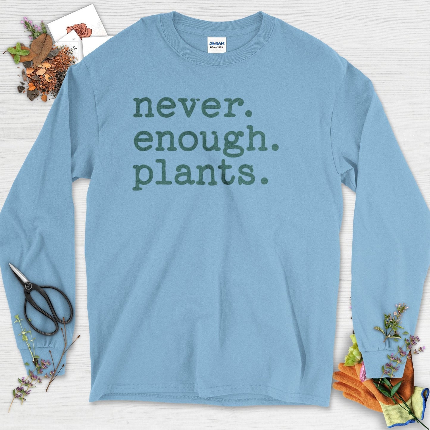 Never Enough Plants Long Sleeve Light Blue / S T-Shirt