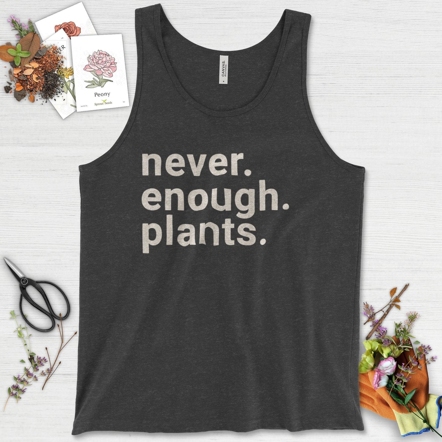 Never Enough Plants Tank Top Dark Gray Heather / XS Physical Item