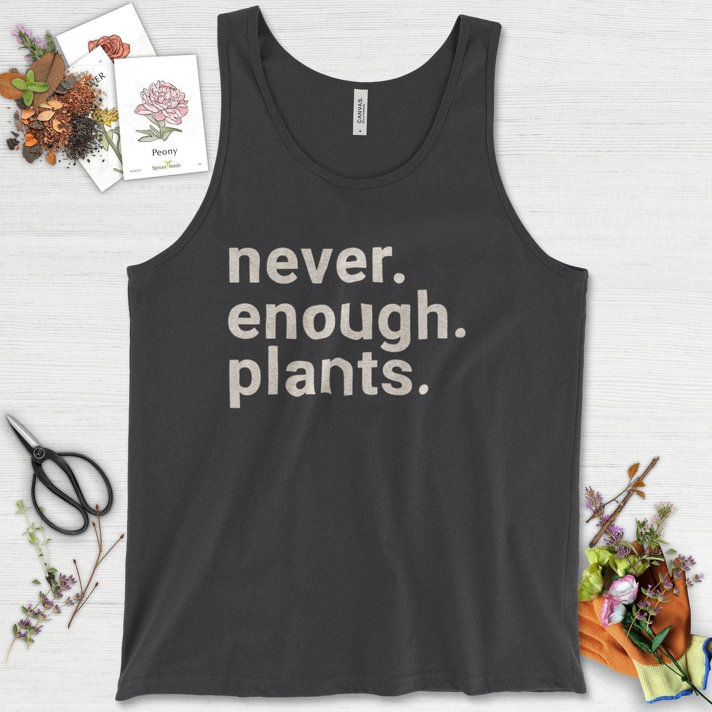 Never Enough Plants Tank Top Dark Grey / XS Physical Item