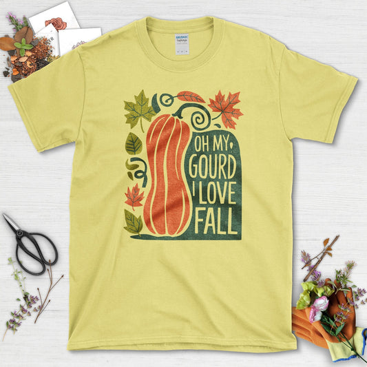 Oh My Gourd I Love Fall T-Shirt T-Shirts / S / Cornsilk Physical Item
