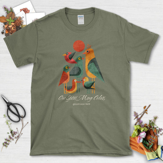 One Spirit Many Colors T-Shirt Essential Tees / S / Military Green Physical Item