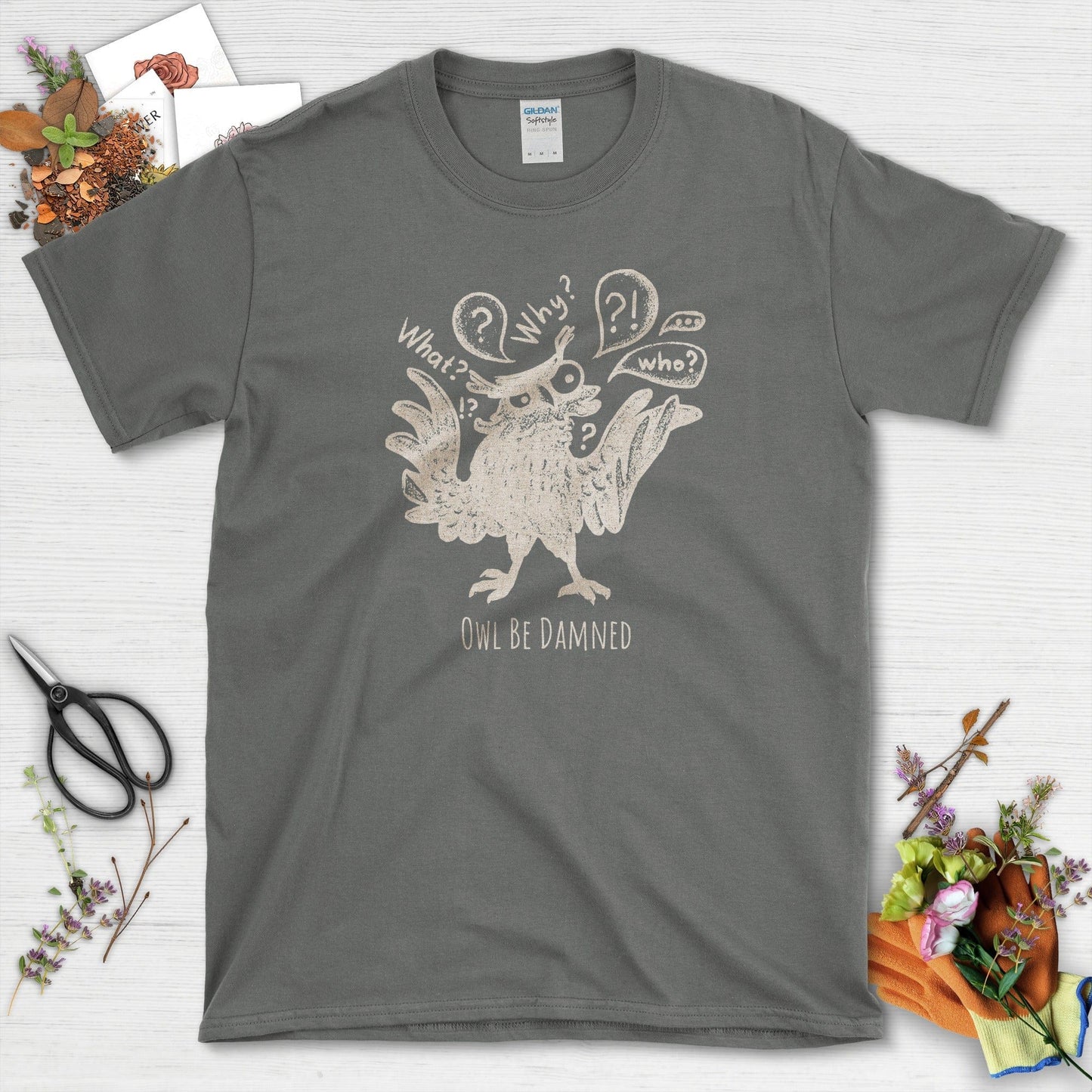 Owl Be Damned T-Shirt T-Shirts / S / Charcoal Physical Item