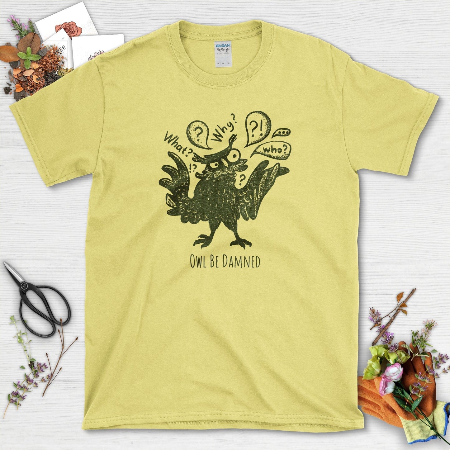 Owl Be Damned T-Shirt T-Shirts / S / Cornsilk Physical Item