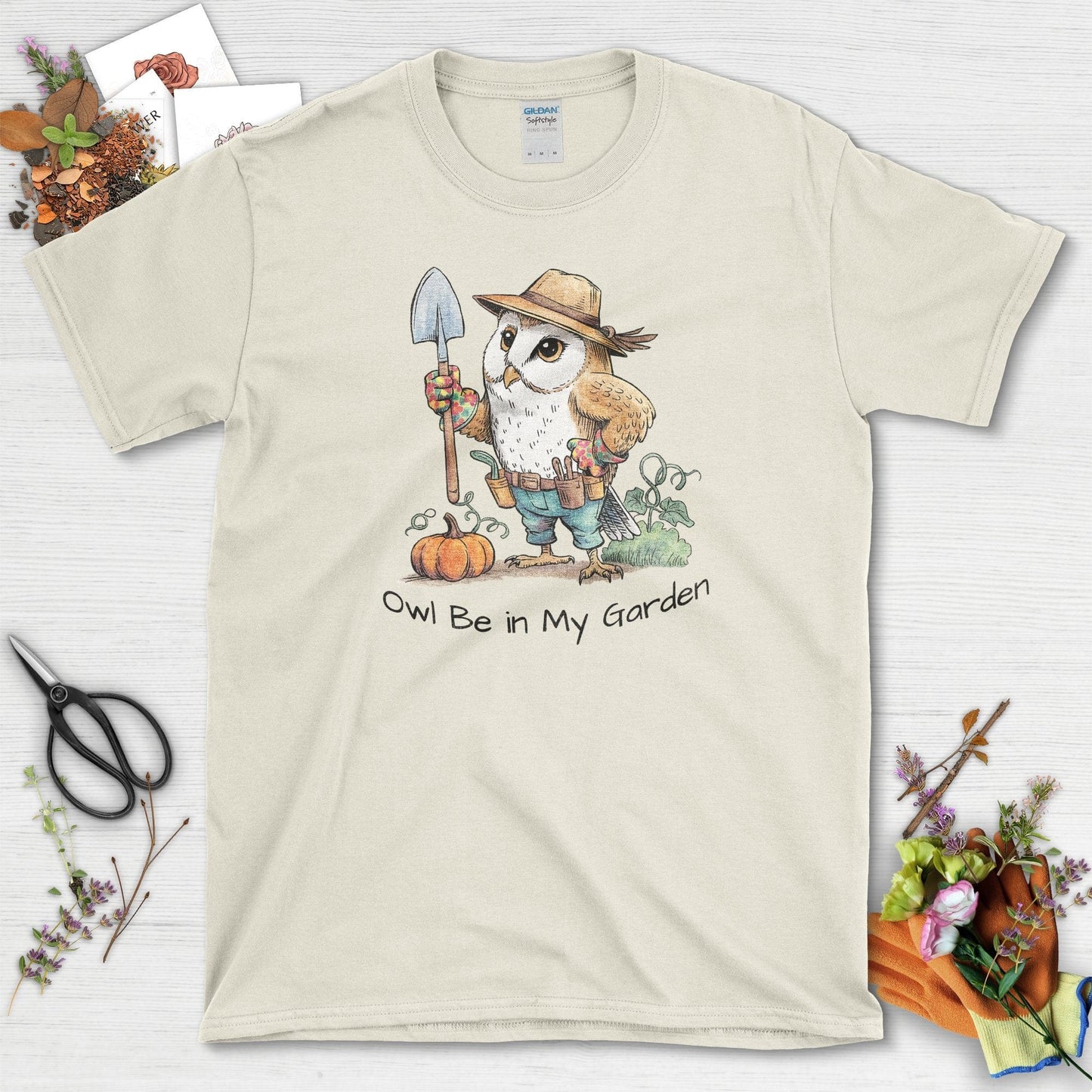 Owl Be in My Garden T-Shirt T-Shirts / S / Natural Physical Item