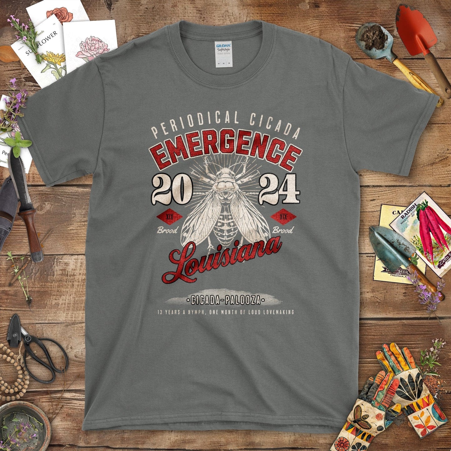 Periodical Cicada Emergence 20 24 Louisiana T-Shirt Charcoal / S T-Shirt