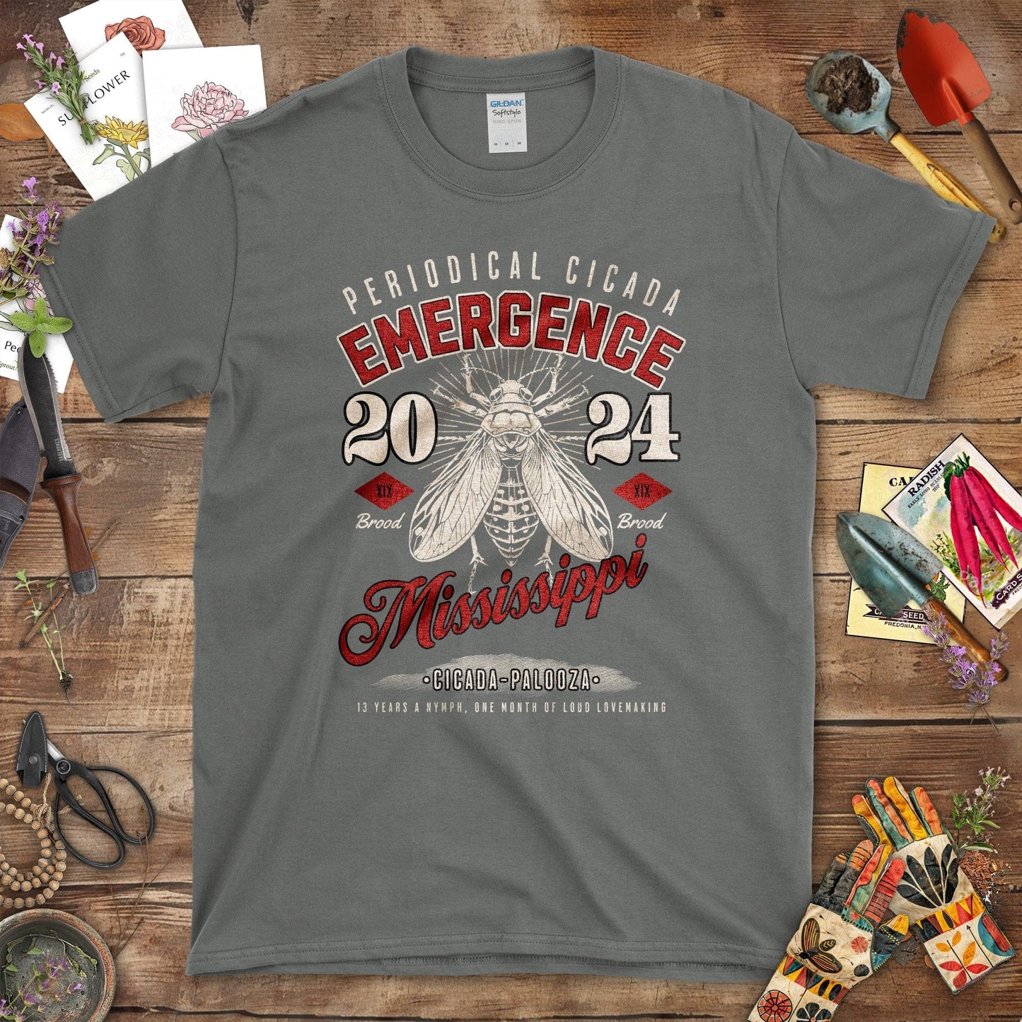 Periodical Cicada Emergence Mississippi T-Shirt Charcoal / S T-Shirt