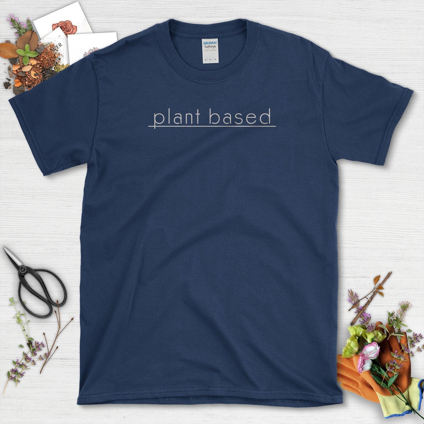 Plant Based Minimalist Typography Graphic T-Shirt Navy / S T-Shirt