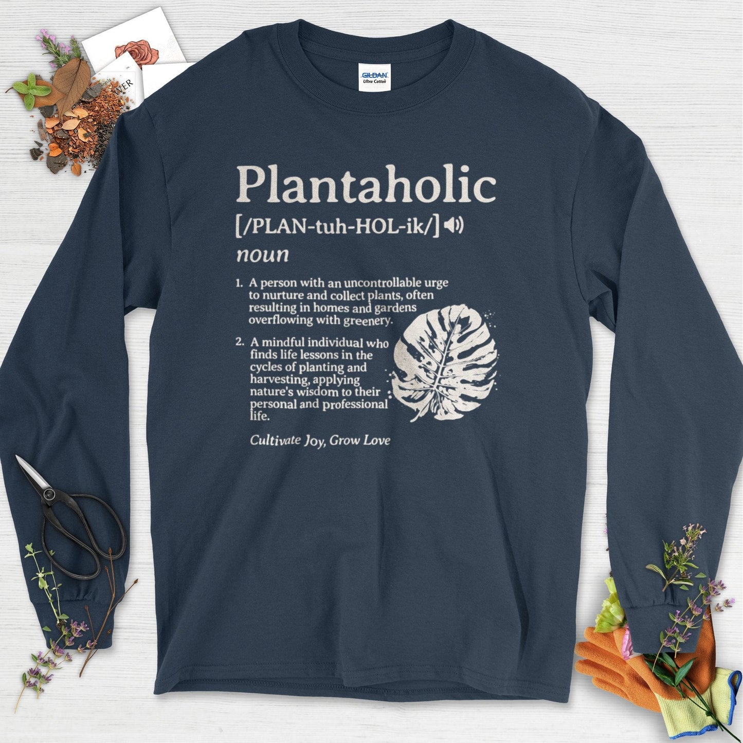 Plantaholic Definition Long Sleeve Navy / S T-Shirt