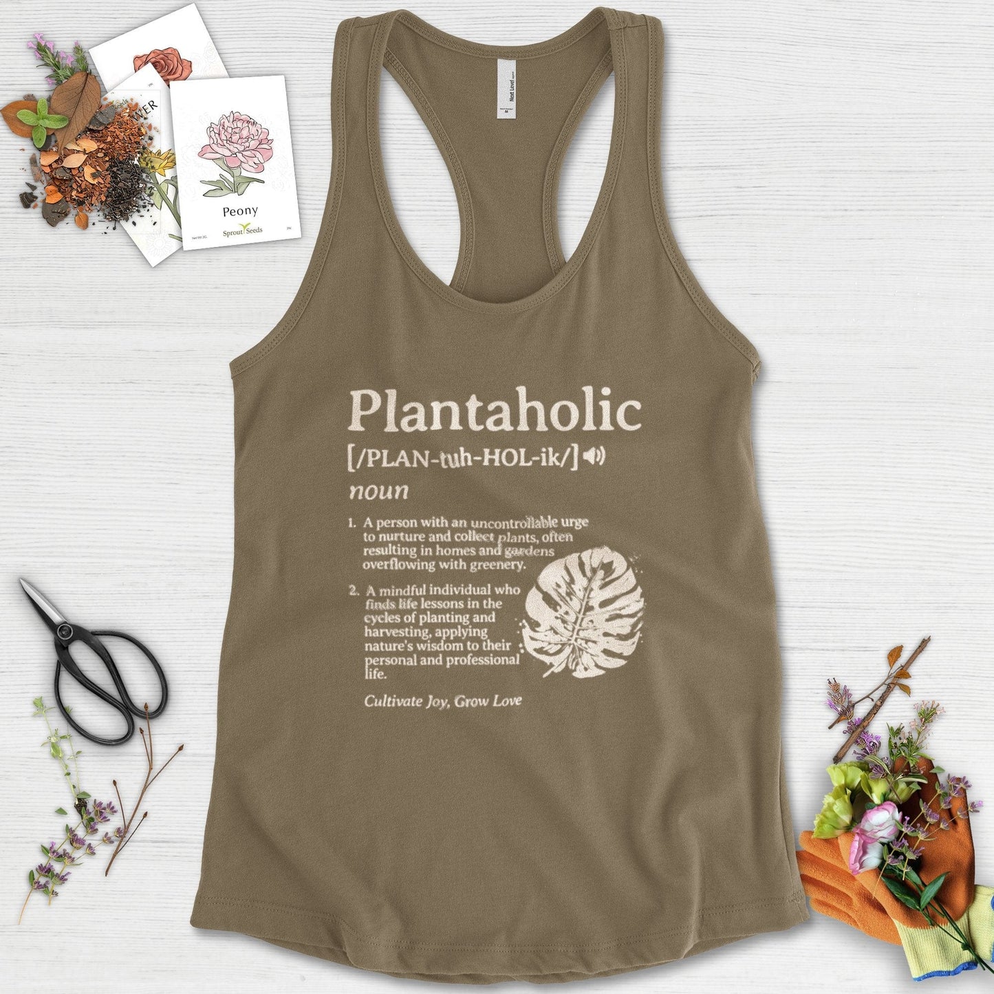 Plantaholic Definition Racerback Racerback / XS / Military Green Physical Item