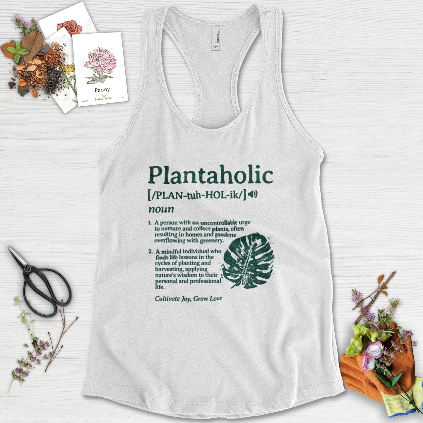 Plantaholic Definition Racerback Racerback / XS / White Physical Item