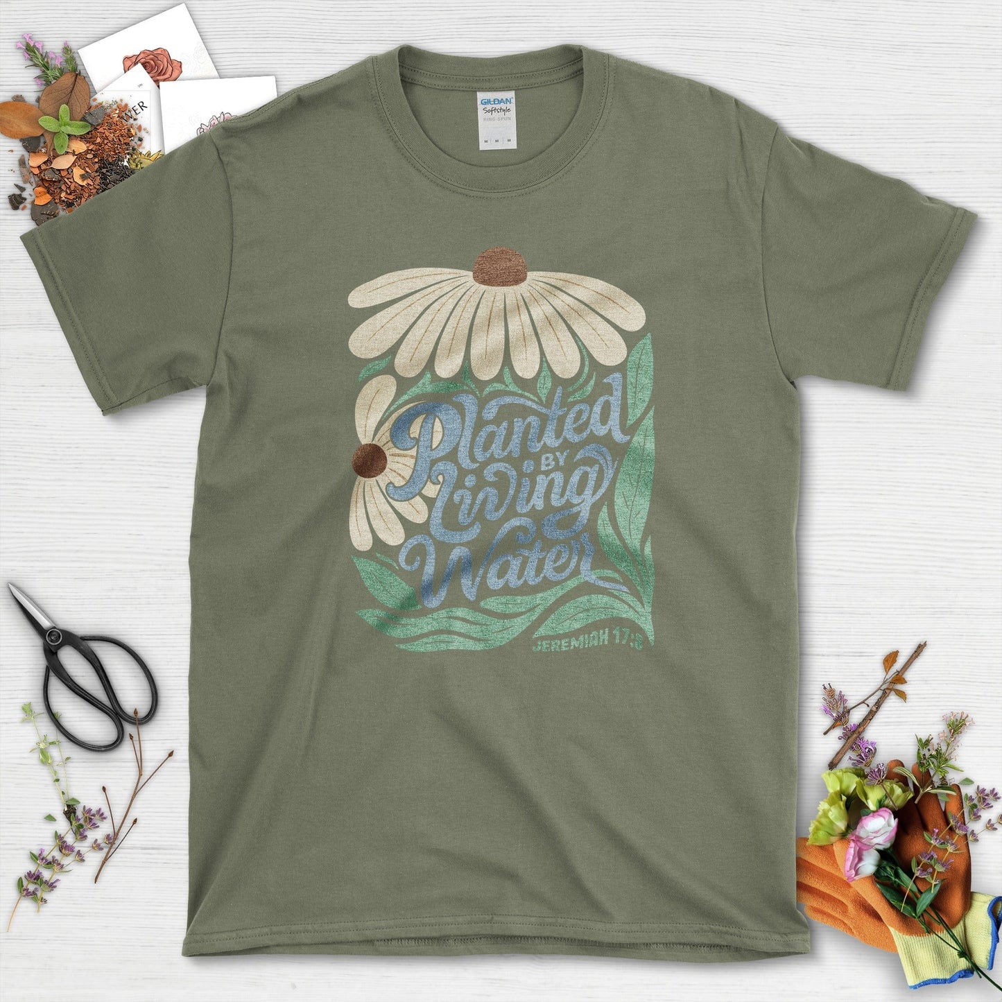 Planted by Living Water T-Shirt Essential Tees / S / Military Green Physical Item