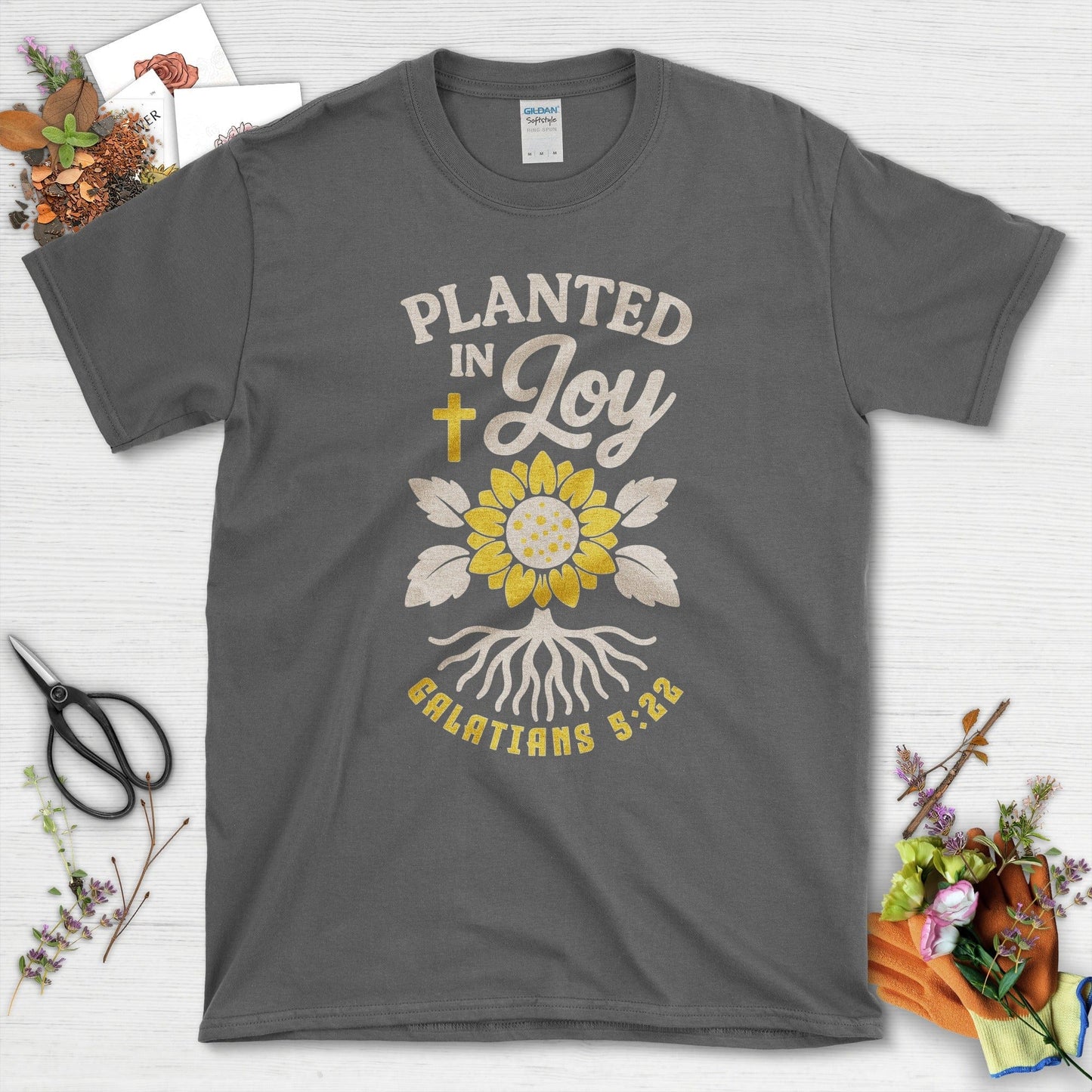 Planted in Joy T-Shirt Essential Tees / S / Dark Heather Physical Item