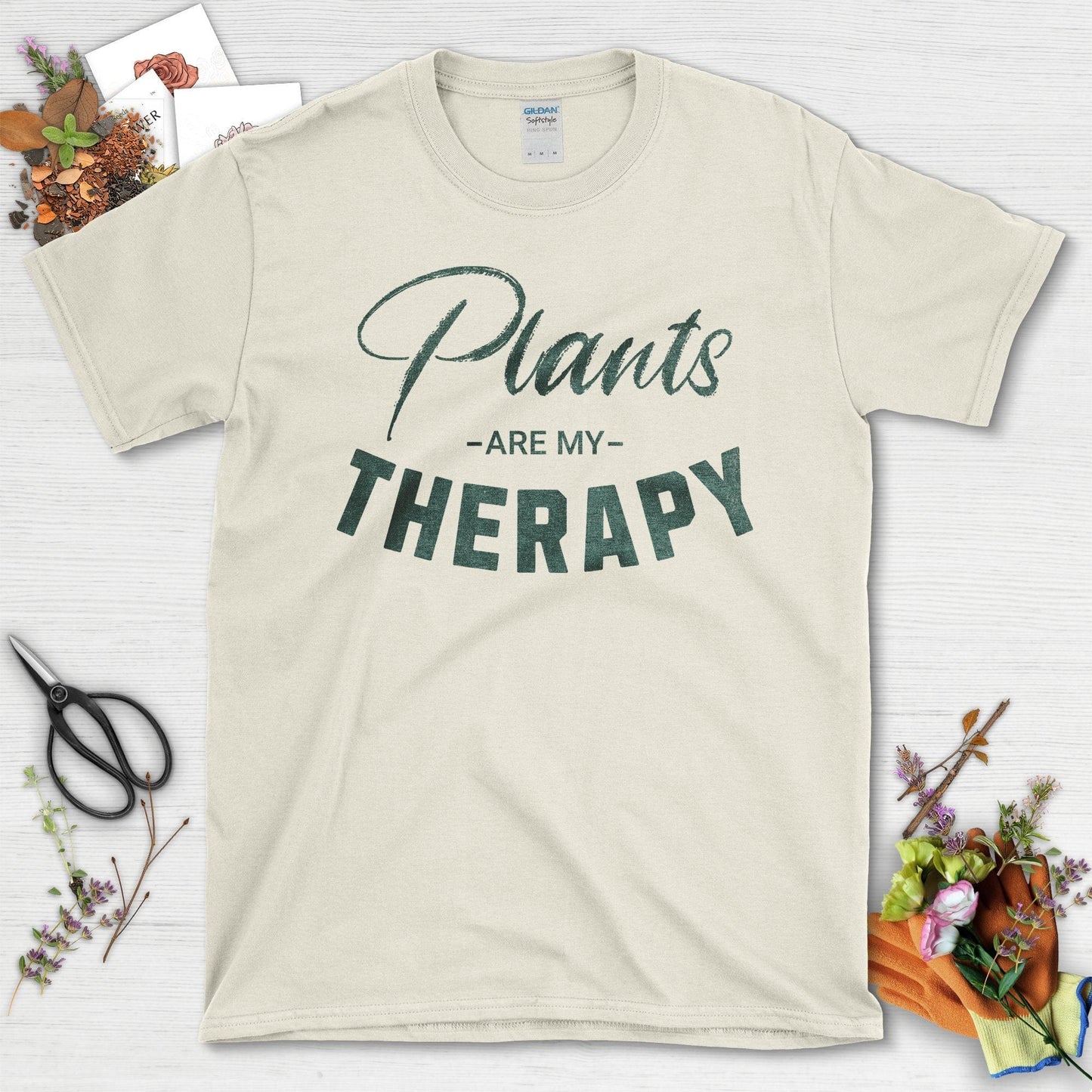 Plants Are My Therapy Garden Lifestyle T-Shirt Natural / S T-Shirt
