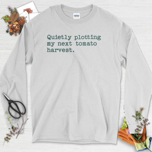 Quietly Plotting Tomato Harvest Long Sleeve Ash / S T-Shirt