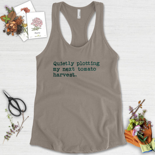 Quietly Plotting Tomato Harvest Racerback Racerback / XS / Warm Grey Physical Item