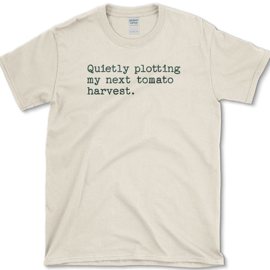 Quietly Plotting Tomato Harvest T-Shirt Natural / S Essential Tees