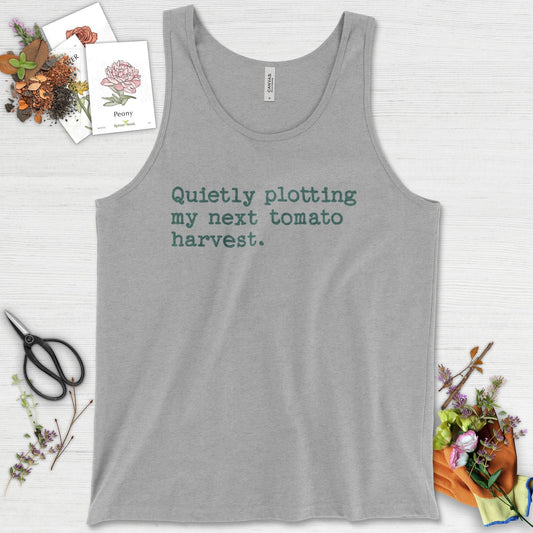 Quietly Plotting Tomato Harvest Tank Top Athletic Heather / XS Physical Item