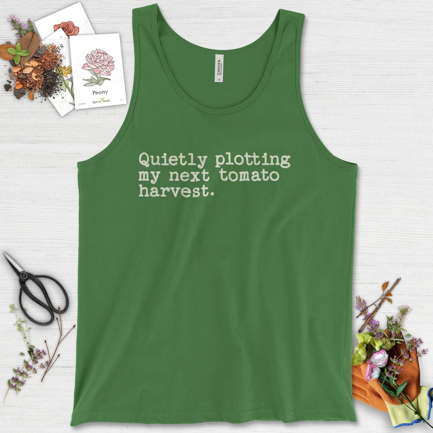 Quietly Plotting Tomato Harvest Tank Top Leaf / XS Physical Item